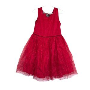 Girls Red Holiday sleeveless Tulle Dress Size 6X
